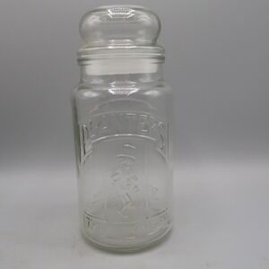 Vintage Classic Planters Peanut 75th Anniversary Clear‎ Glass Jar with Lid 1981
